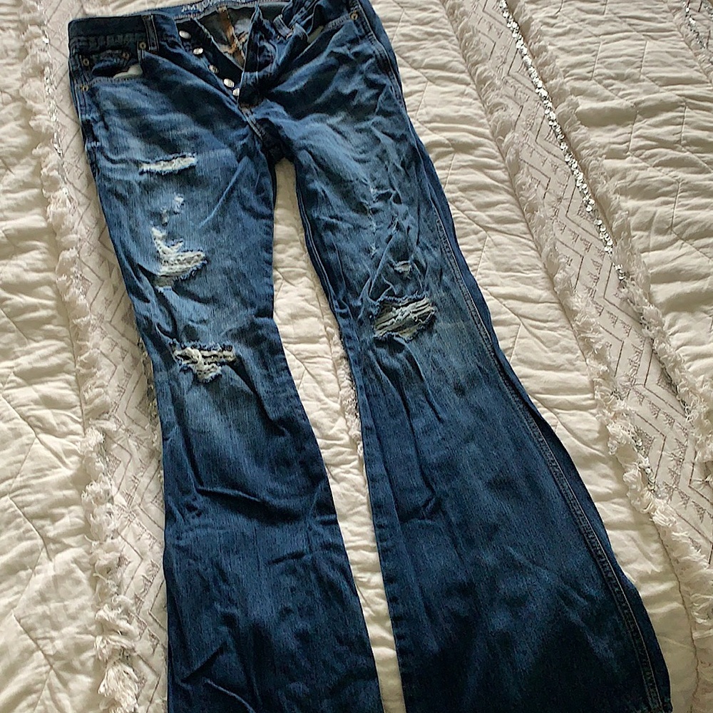 American Eagle Distressed Flare Jean
